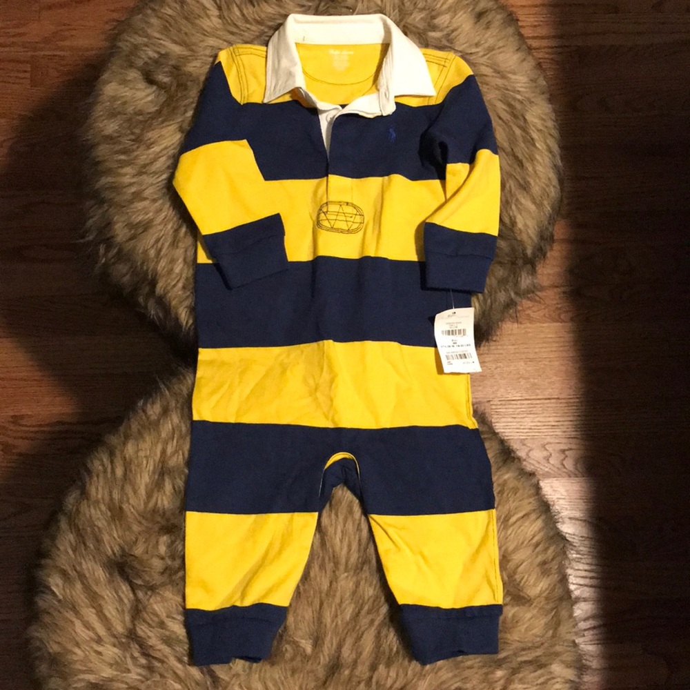 NWT Ralph Lauren Blue and Yellow Onesie. Infant 9m